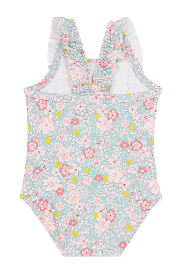 KIDS Petit Bateau Baby Spray Blue Floral Print Swimsuit - Multicolour