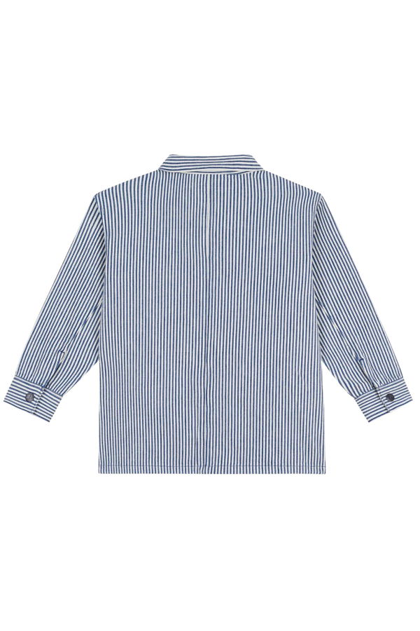 KIDS Petit Bateau Child Shirt Jacket Dusk Blue And White Stripes Jacket - Blue