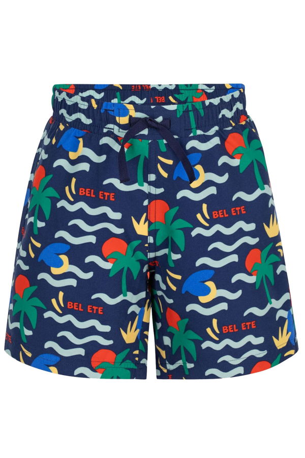 KIDS Petit Bateau Dusk Blue Beach Print Swim Shorts