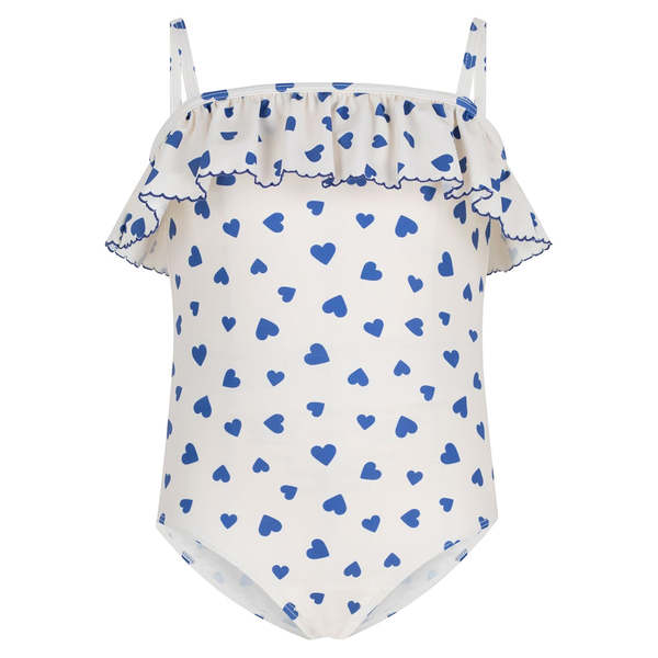KIDS Petit Bateau Perse Blue Heart One Piece Swimsuit - Blue