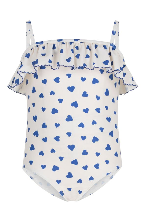 KIDS Petit Bateau Perse Blue Heart One Piece Swimsuit - Blue