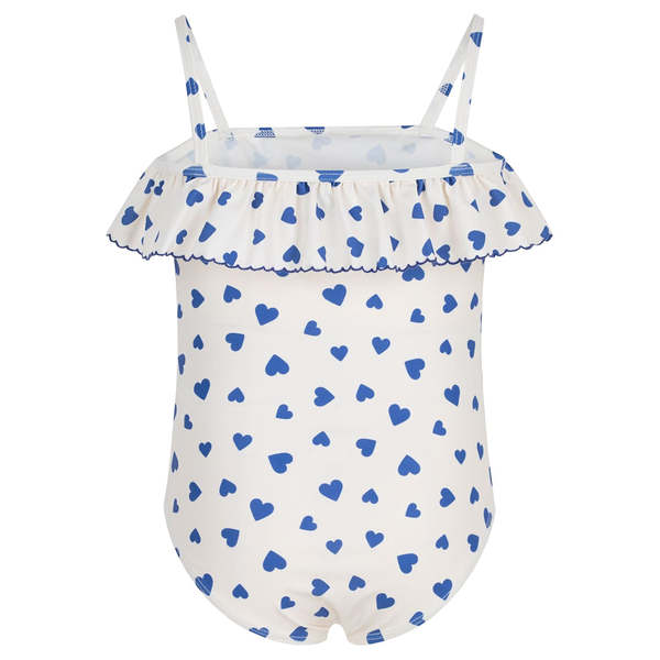 KIDS Petit Bateau Perse Blue Heart One Piece Swimsuit - Blue