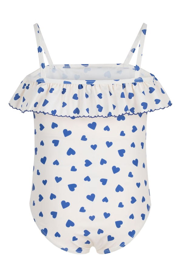 KIDS Petit Bateau Perse Blue Heart One Piece Swimsuit - Blue