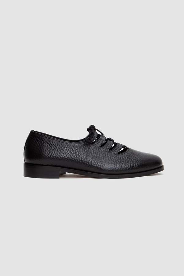 Jacques Solovire Paris Steve Grained Black Derby Shoes