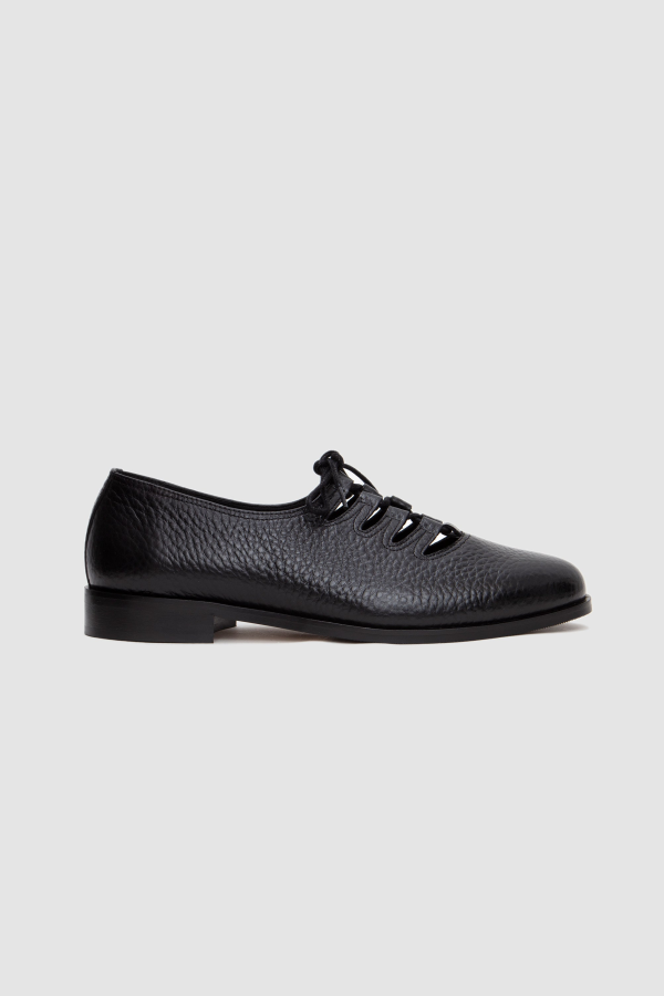 Jacques Solovière Paris Steve Grained Black Derby Shoes