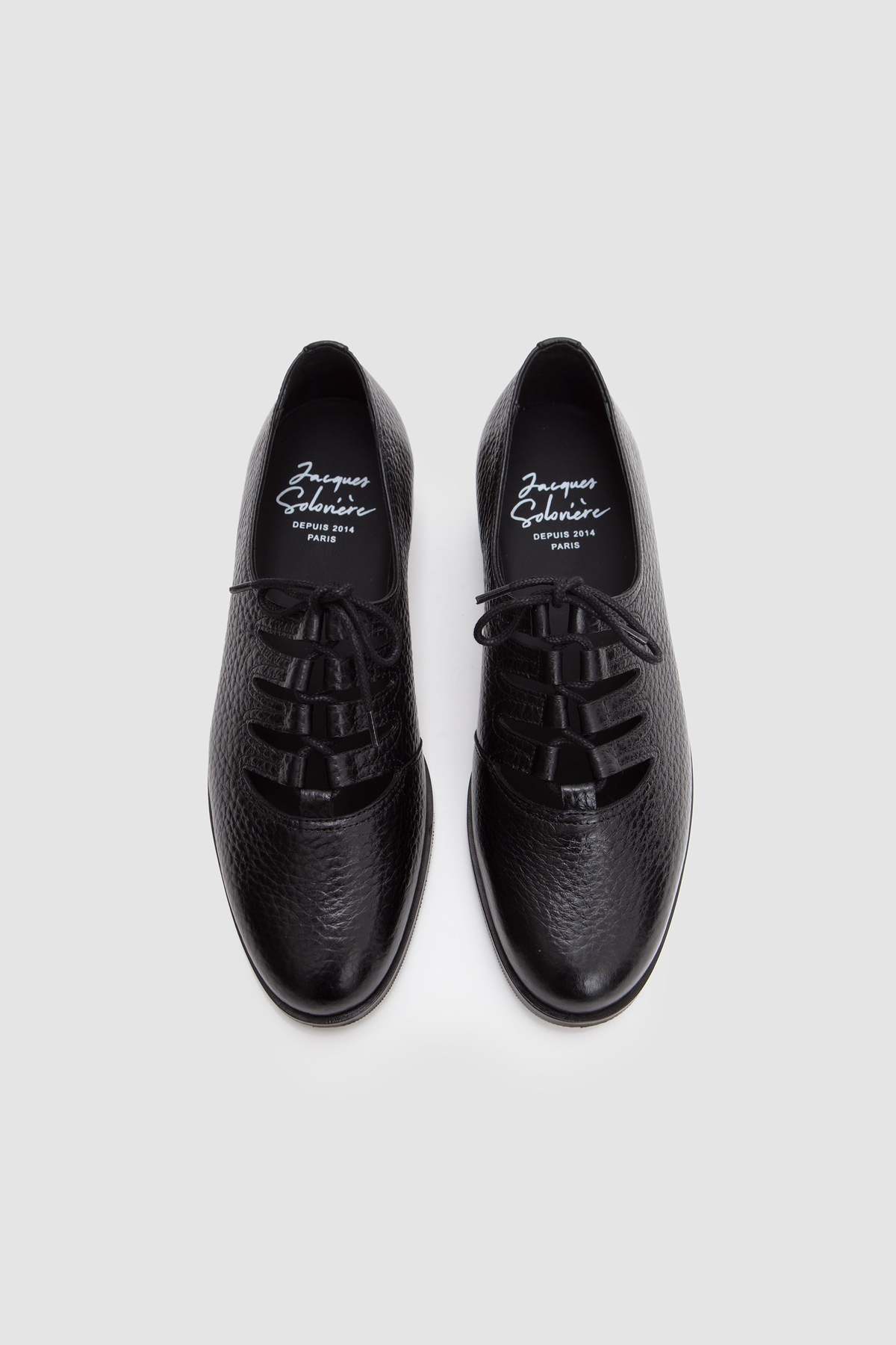 Jacques Solovière Paris Steve Grained Black Derby Shoes - Image 4 of 9