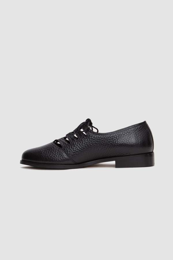 Jacques Solovire Paris Steve Grained Black Derby Shoes