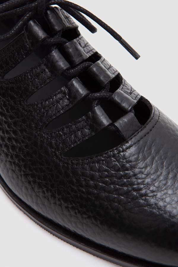 Jacques Solovire Paris Steve Grained Black Derby Shoes