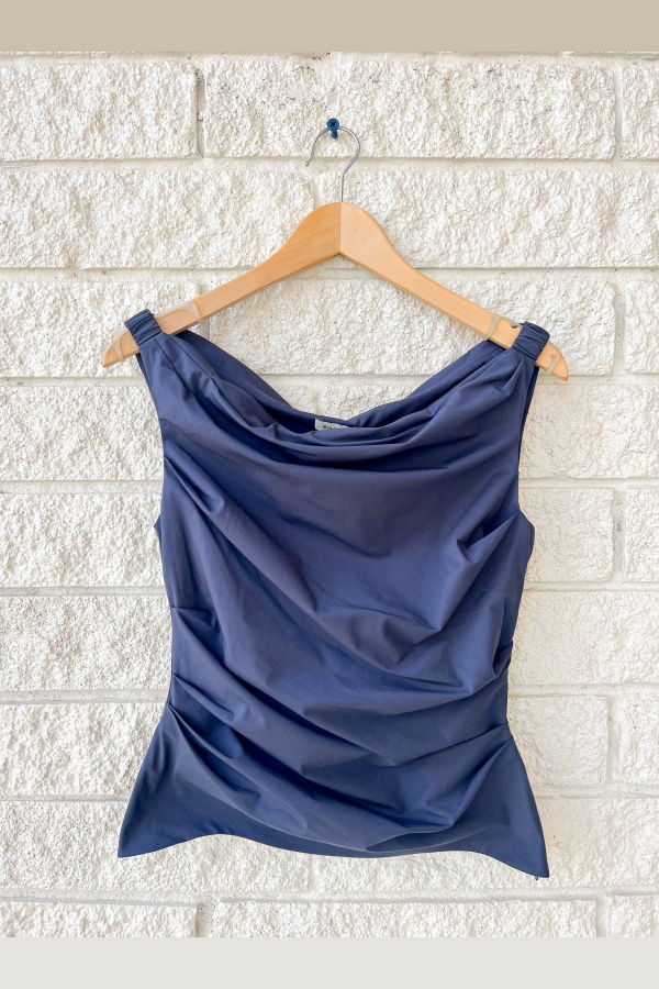 Jonathan Simkhai Maisel Cotton Draped Top - Midnight