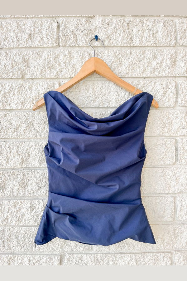 Jonathan Simkhai Maisel Cotton Draped Top - Midnight