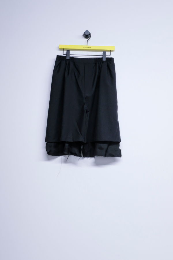Edward Cuming Black Tonal Stripe Wool Exploded Lining Shorts