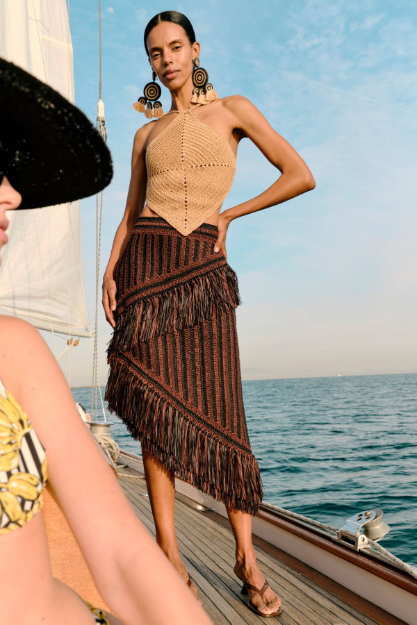 Simon Miller Beja Midi Skirt - Choco Brown/Black Combo