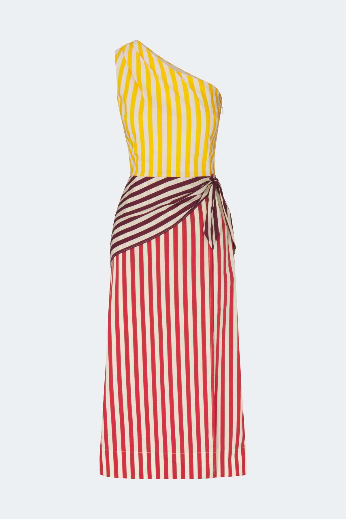 Simon Miller Belem Poplin Midi Dress - Red Stripe Combo - Image 2 of 5