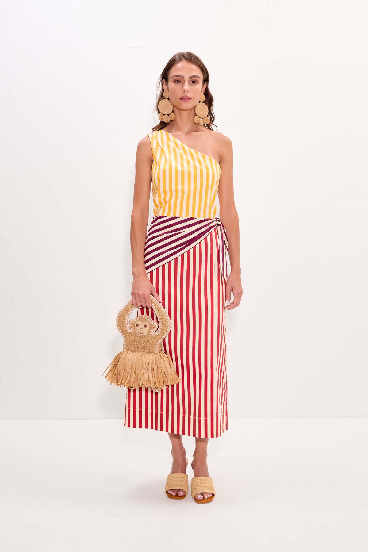 Simon Miller Belem Poplin Midi Dress - Red Stripe Combo - Image 3 of 5