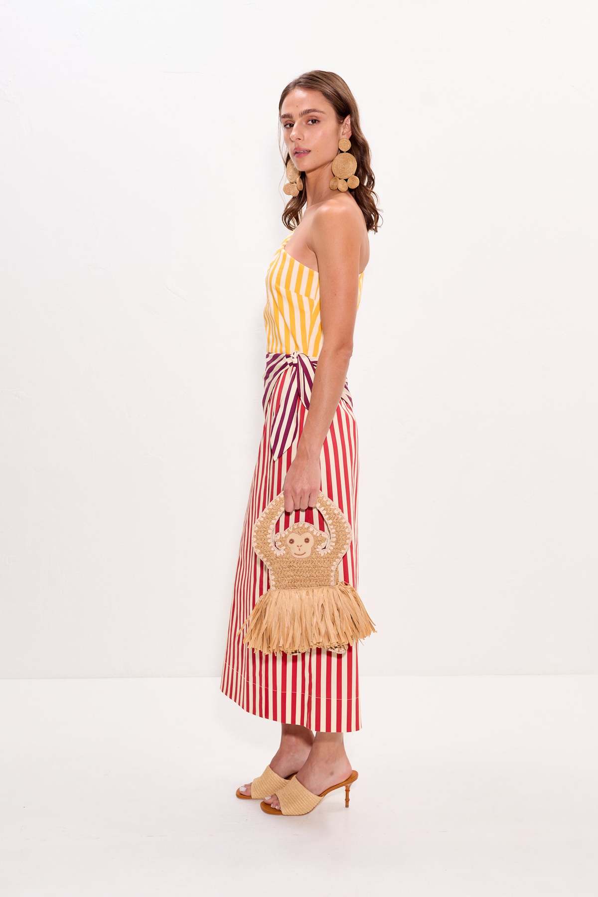 Simon Miller Belem Poplin Midi Dress - Red Stripe Combo - Image 4 of 5