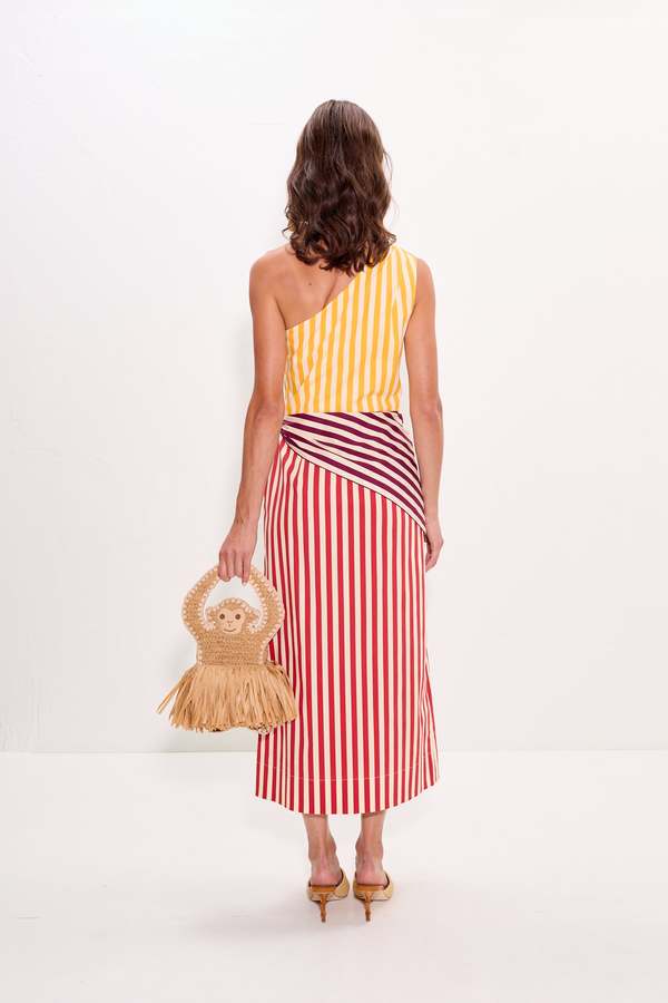 Simon Miller Belem Poplin Midi Dress - Red Stripe Combo