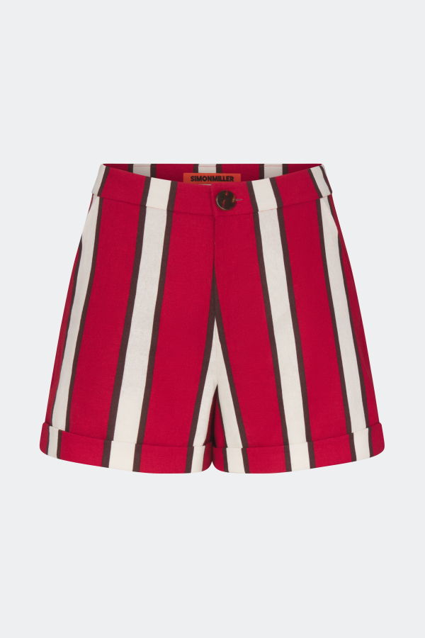 Simon Miller Como Linen Shorts - Venetian Red Stripe