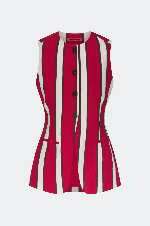 Simon Miller Del Mar Linen Vest - Venetian Red Stripe