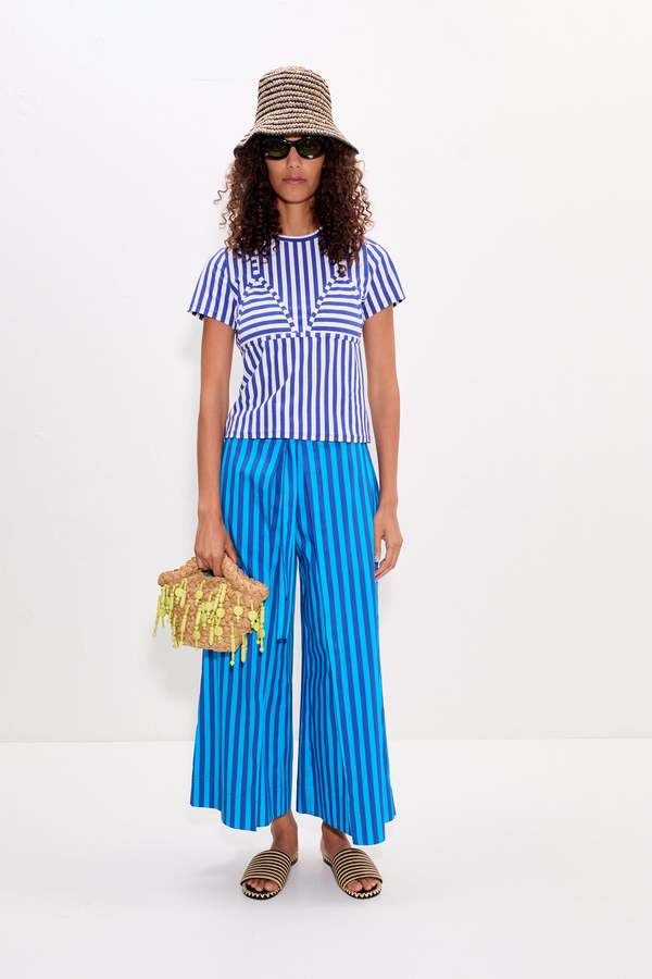 Simon Miller Lima Poplin Pants - Tonal Blue Stripe