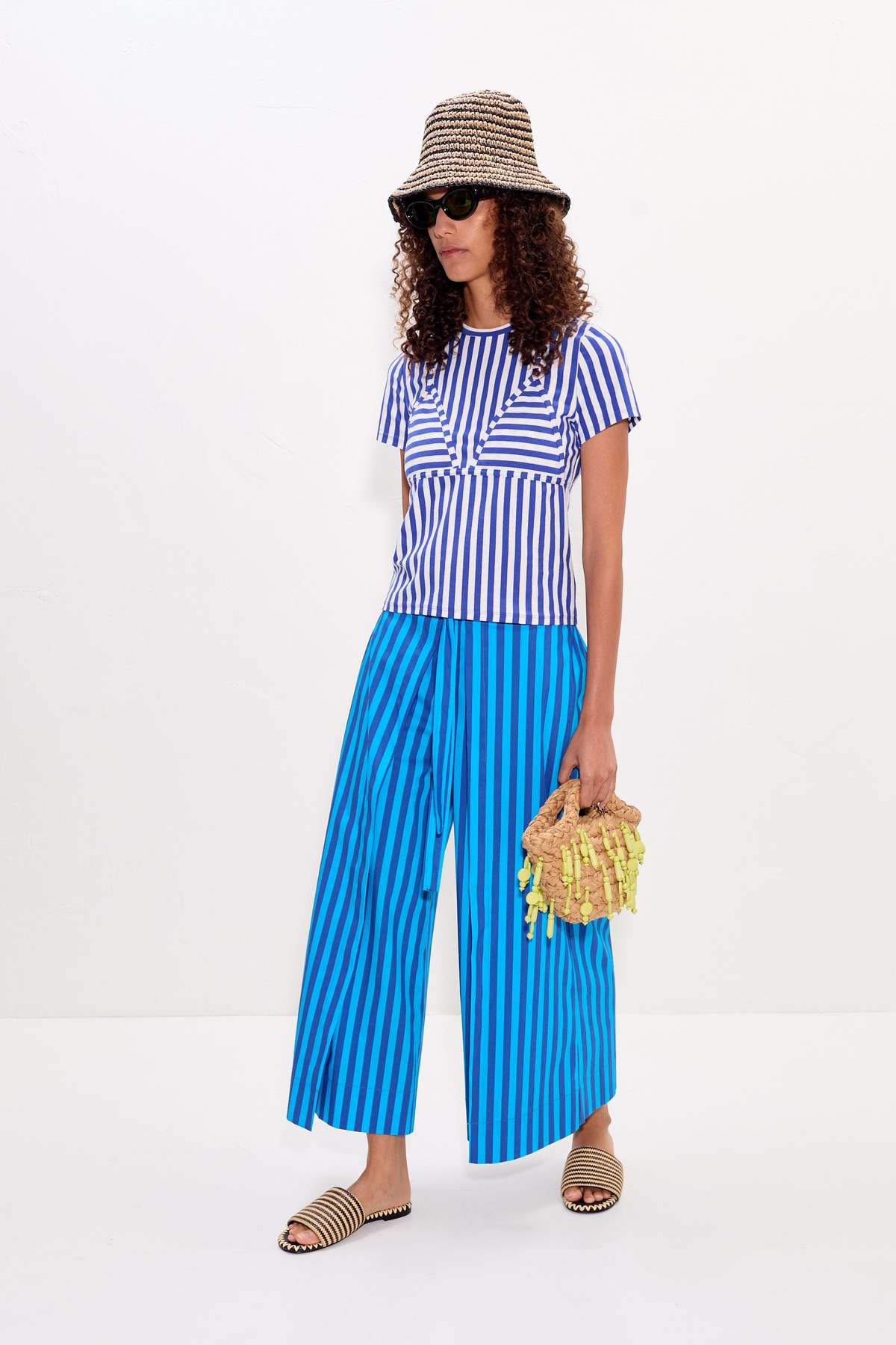 Simon Miller Lima Poplin Pants - Tonal Blue Stripe - Image 5 of 6