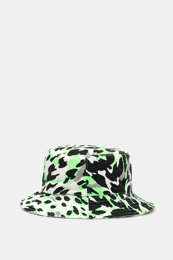 we11done Leopard Bucket Hat - Neon Green