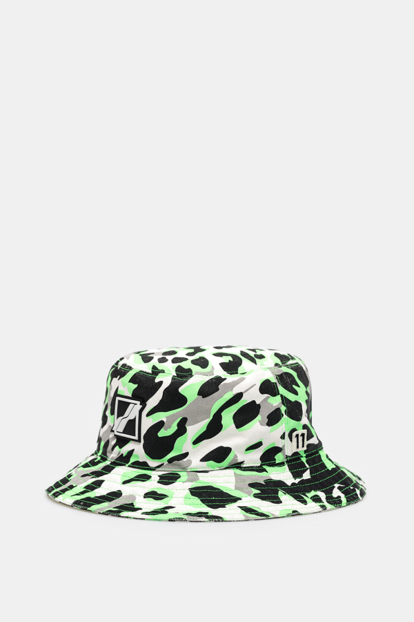 we11done Leopard Bucket Hat - Neon Green