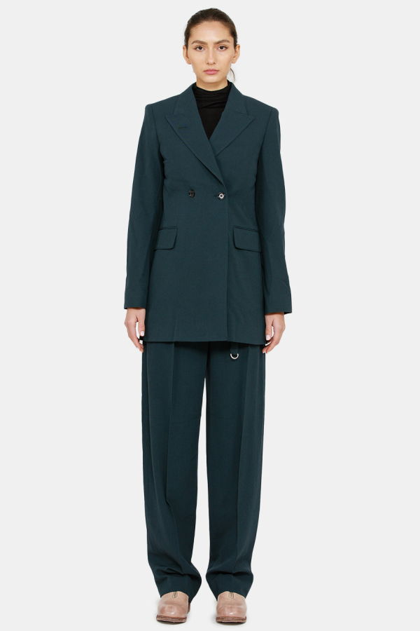 Lemaire Tailored Double-Breasted Jacket - Midnight Green