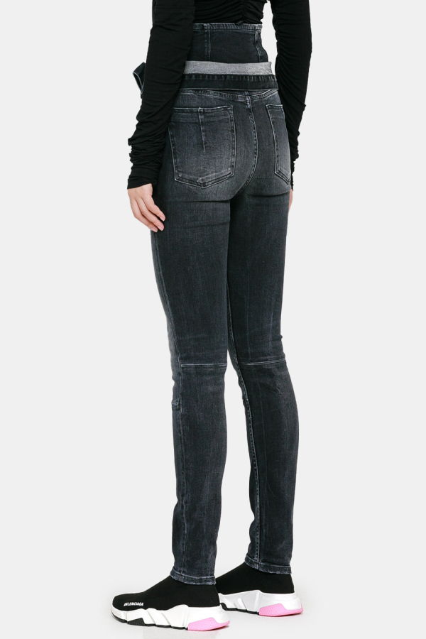 Unravel Skinny Corset Jeans - Washed Black