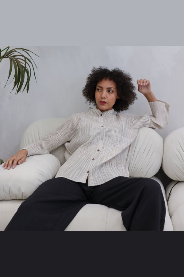 London Atelier Byproduct Multi Way Accordion Pleated Shirt
