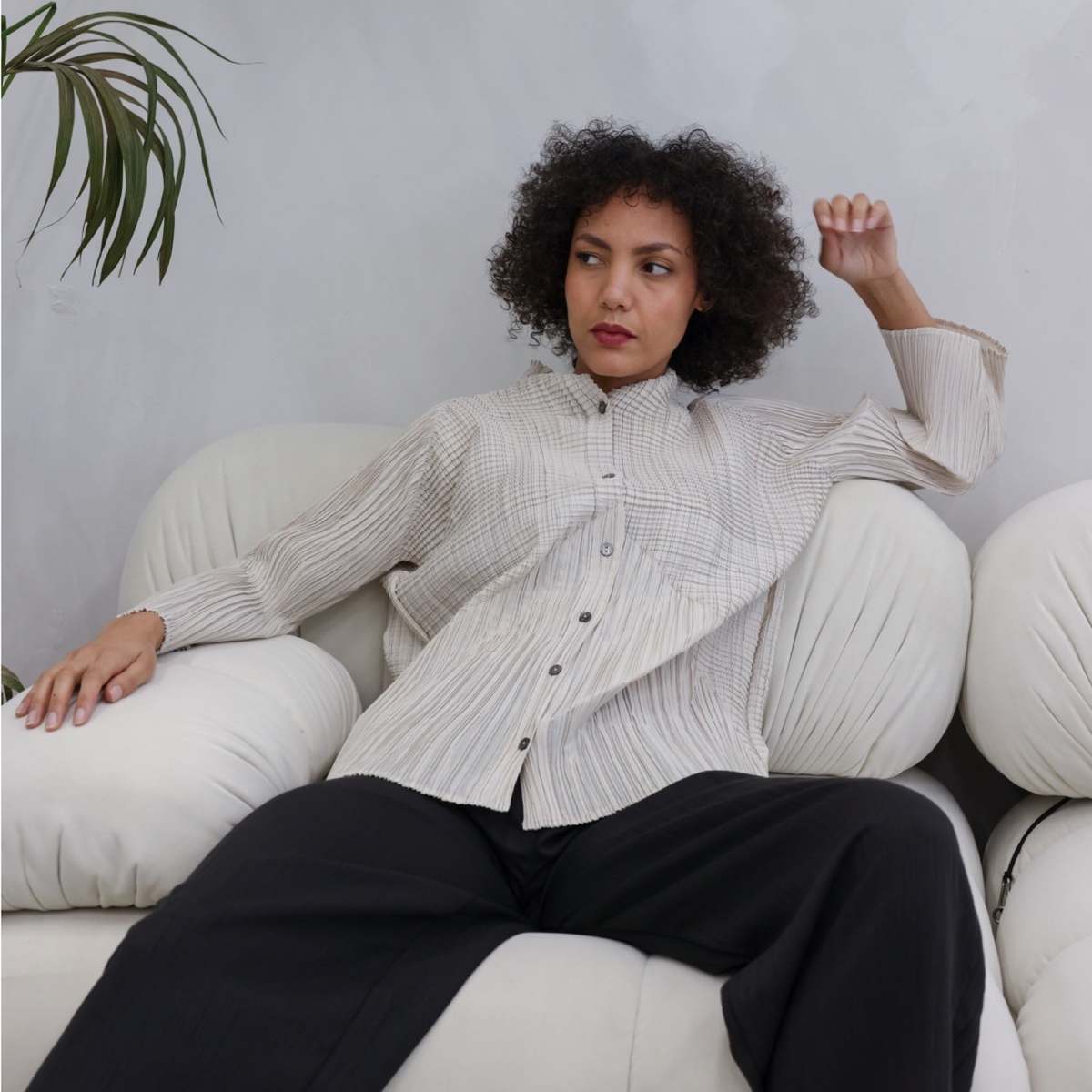 London Atelier Byproduct Multi Way Accordion Pleated Shirt - Image 2 of 10