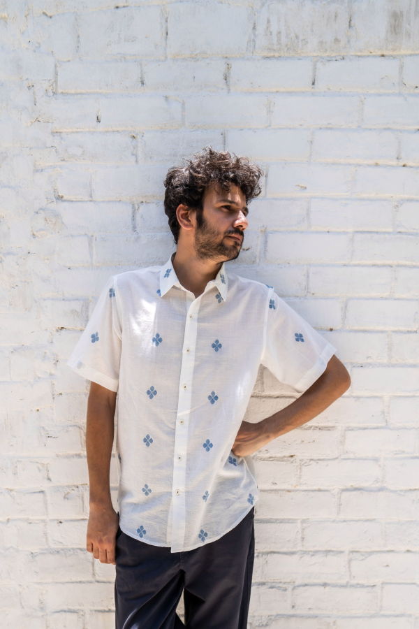 Studio Within Athangudi Shirt - White/Medium Indigo