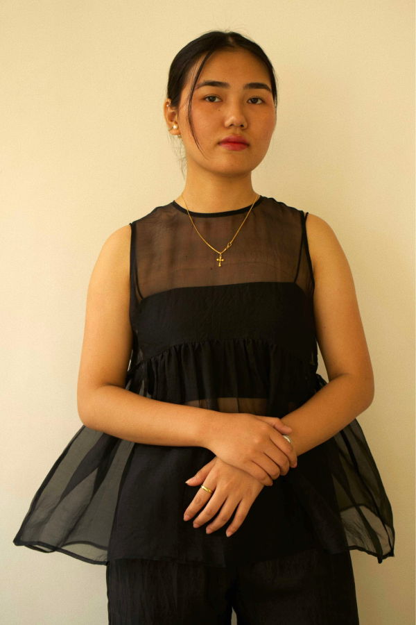 Studio Within Organza Gathered Top - Black