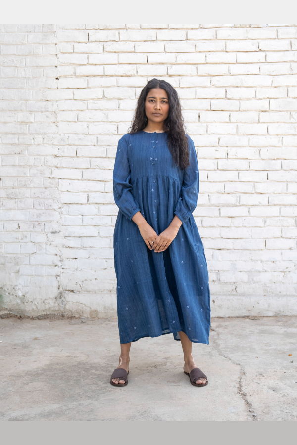 Studio Within Fragments Jamdani Shirt Dress - Deep Indigo