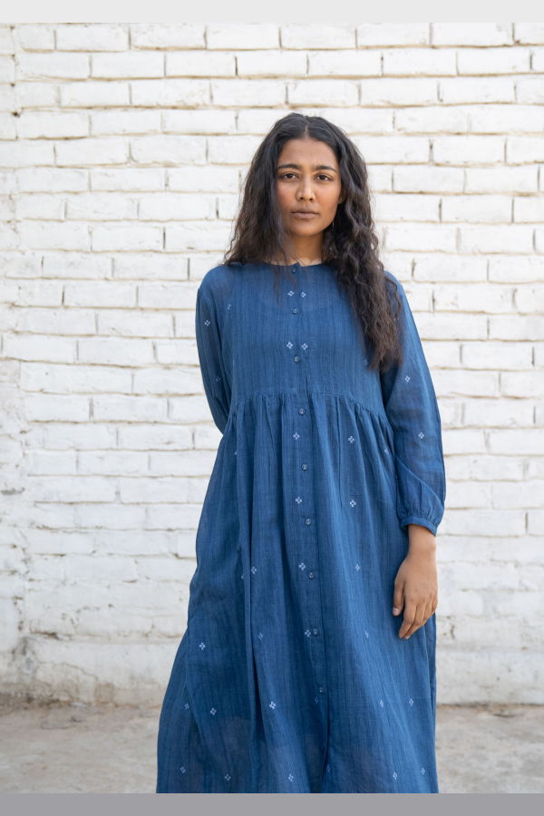 Studio Within Fragments Jamdani Shirt Dress - Deep Indigo