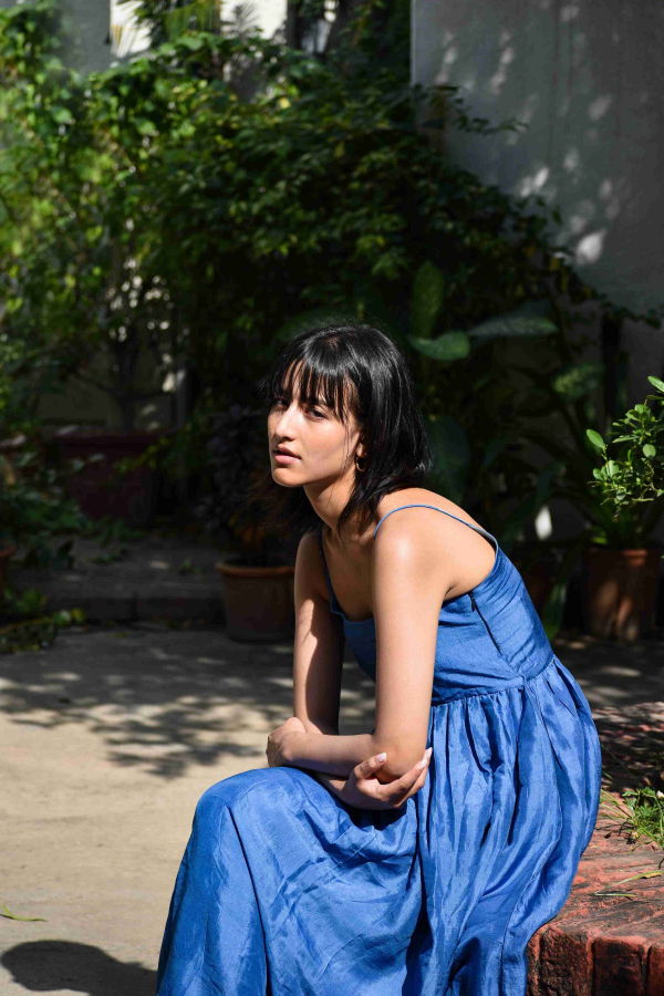 Studio Within Gathered Silk Dress - Medium Indigo