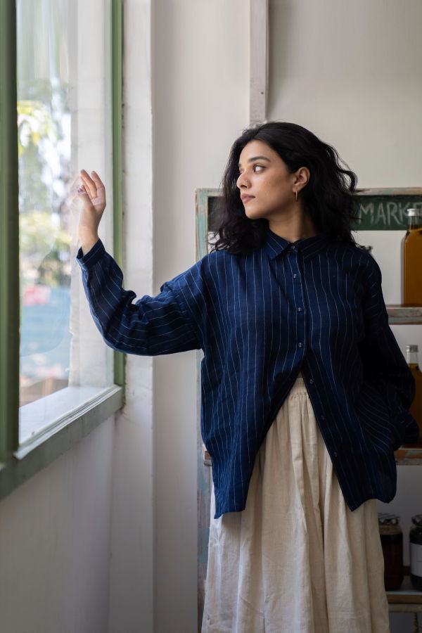 Studio Within Indigo Streams Oversized Shirt - Deep Indigo