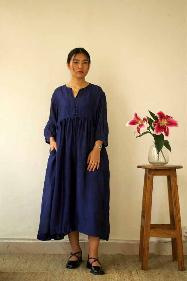 Studio Within Organza Silk Dress - Navy