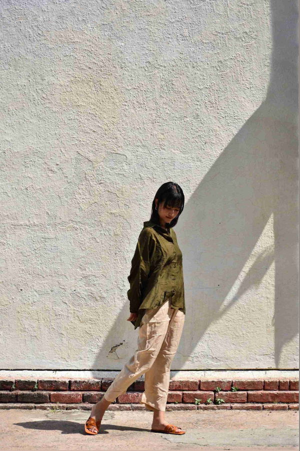 Studio Within Silk Oversized Shirt - Olive