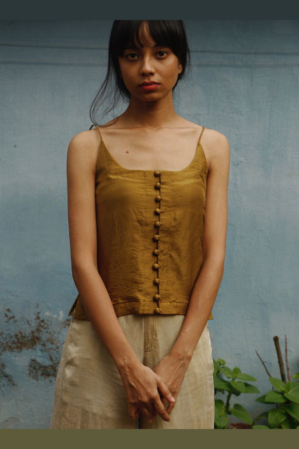 Studio Within Silk Slip Top - Dirty Gold