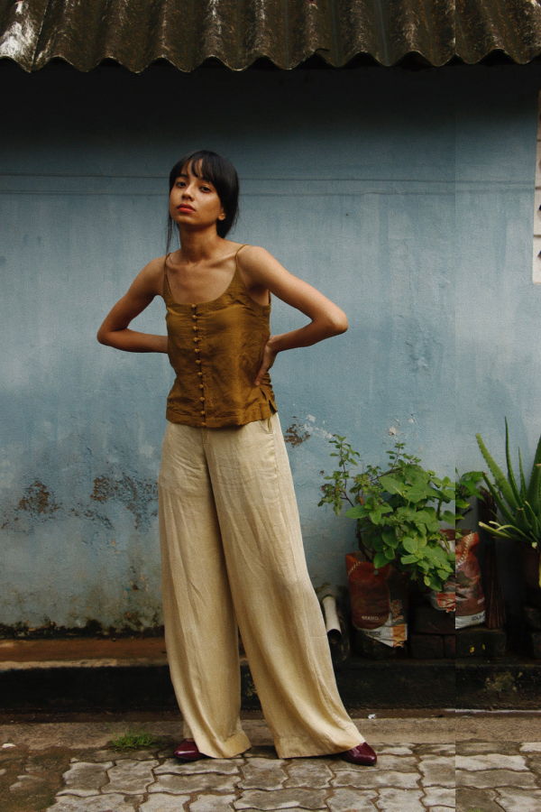 Studio Within Silk Slip Top - Dirty Gold