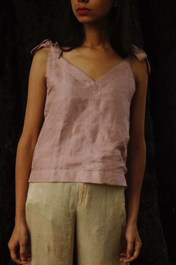 Studio Within Silk Tieable Strap Top - Ochre