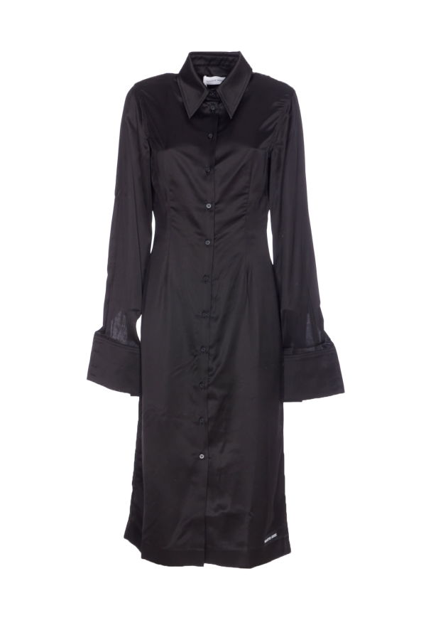MARINE SERRE Satin Wrapped Long Dress - Black