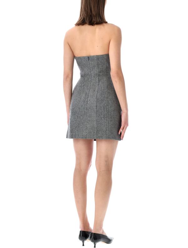 grey bandeau mini dress Self-Portrait - Herringbone Grey rhinestone embellished wide brim hat