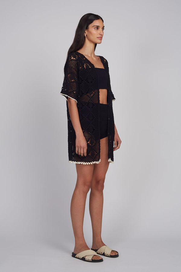 ELEVEN SIX Violet Crochet Cover Up Top