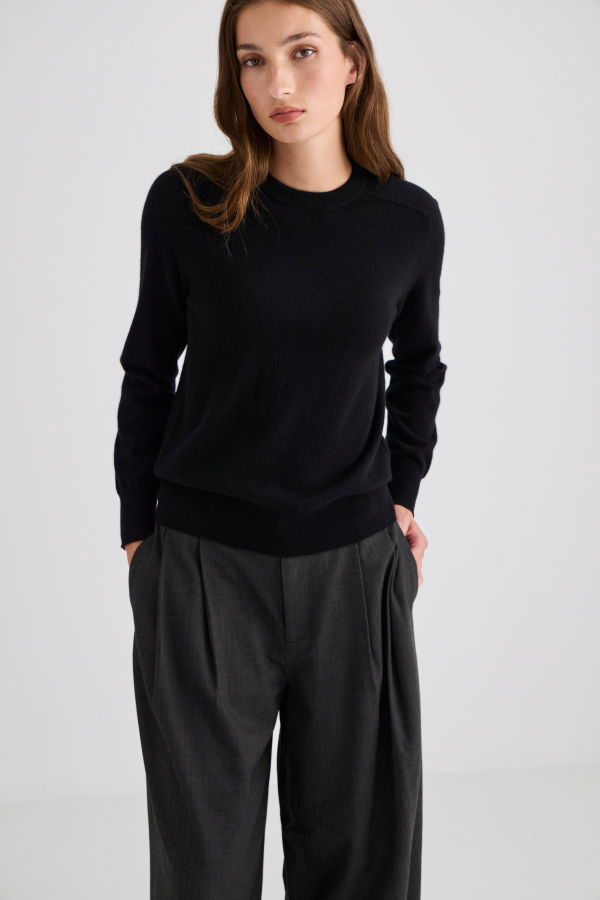 Laing Home Sam Cashmere Crew - Black