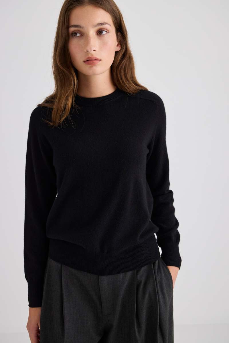 Laing Home Sam Cashmere Crew - Black