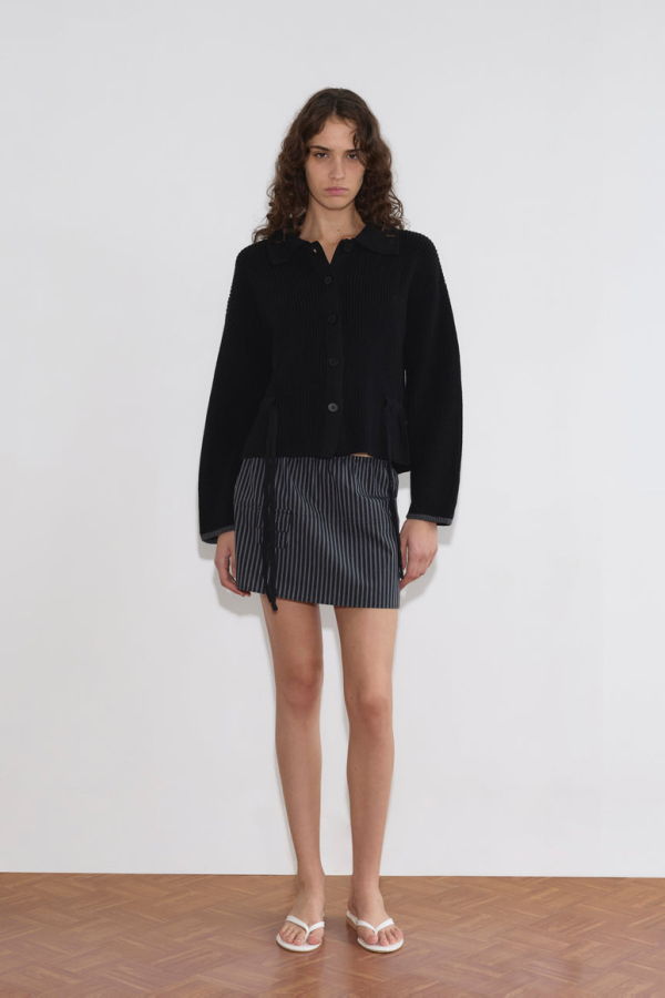 Deiji Studios Black Tie Side Cardigan