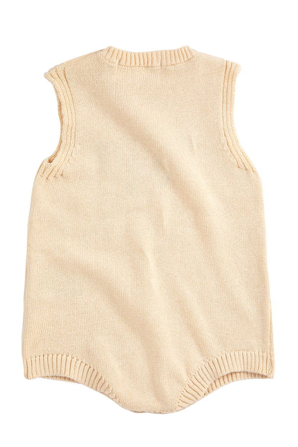 KIDS Bobo Choses Baby Knit Romper Pixel Sugar Beet - Cream