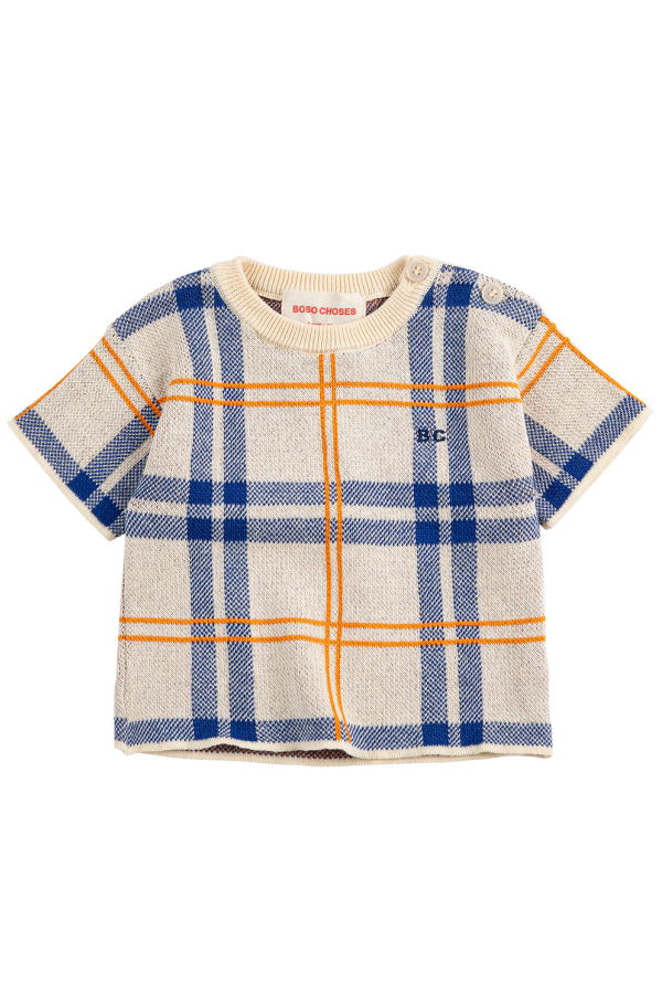 KIDS Bobo Choses Baby Knit T-Shirt Fun Tartan Print - Multicolour
