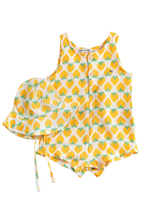 KIDS Bobo Choses Baby Two Piece Strawberry Print Gift Set - Yellow